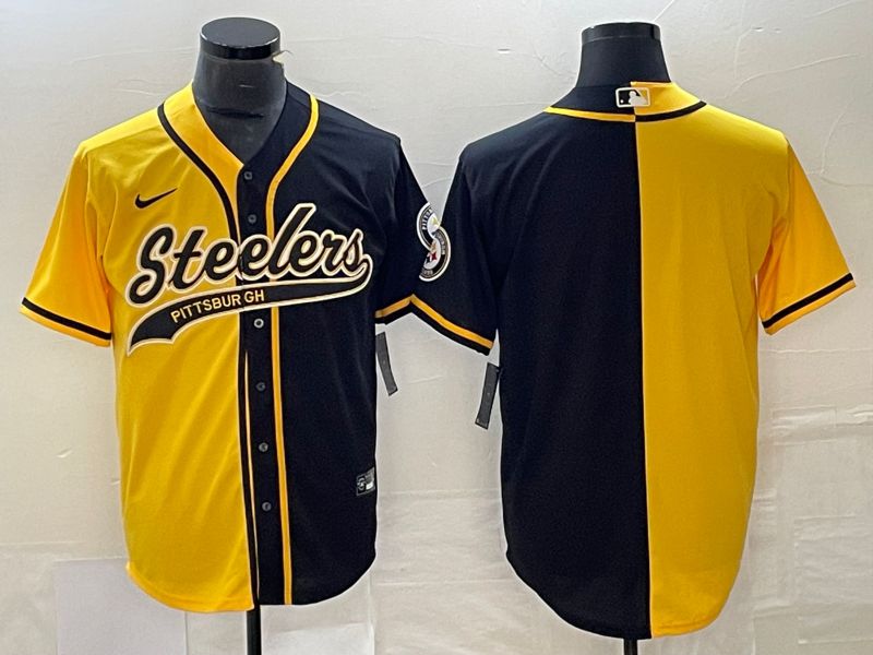Men Pittsburgh Steelers Blank Yellow black Co Branding Nike Game NFL Jersey style 1->pittsburgh steelers->NFL Jersey